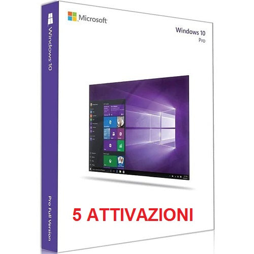 WINDOWS 10 PRO PROFESSIONAL LICENZA PER 5 POSTAZIONI ATTIVAZIONE ONLINE
